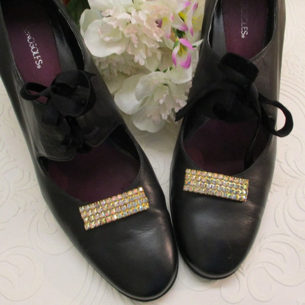 VINTAGE Convertible Aurora Borealis Rhinestone Shoe Clips - Picture 10 of 12